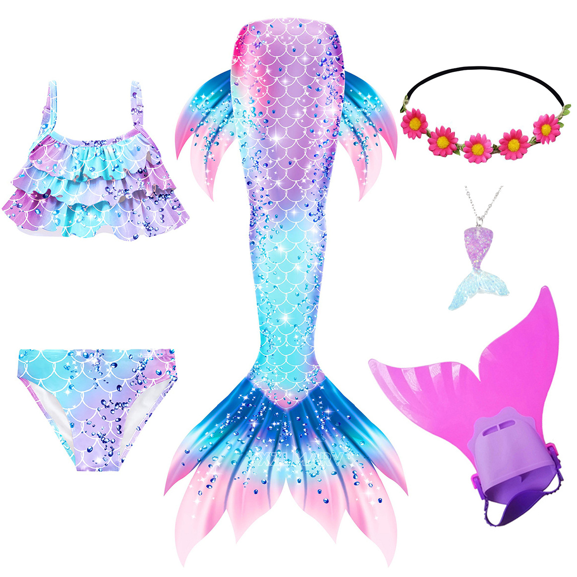 6Pcs/set Ariel Girls Swimming  - Flippers Swimming recension och pris