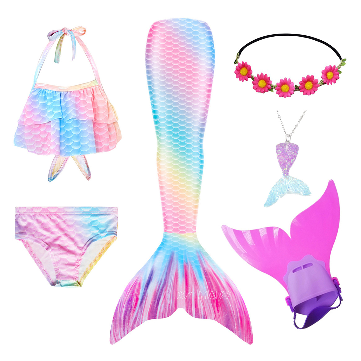 6Pcs/set Ariel Girls Swimming  - Flippers Swimming recension och pris