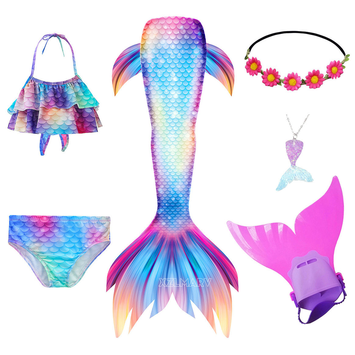 6Pcs/set Ariel Girls Swimming  - Flippers Swimming recension och pris
