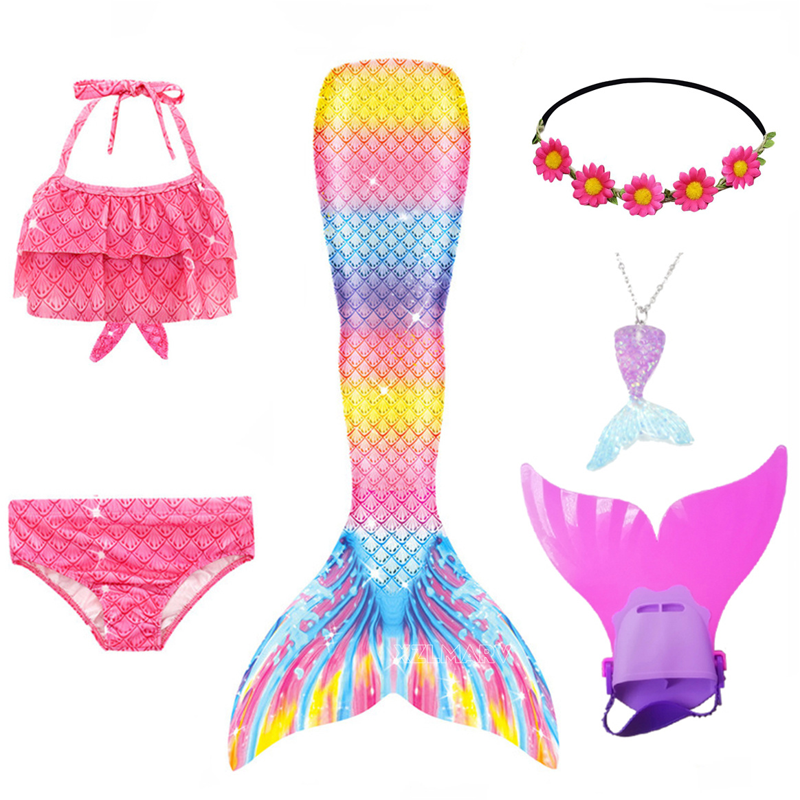 6Pcs/set Ariel Girls Swimming  - Flippers Swimming recension och pris